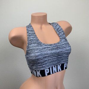 Victoria's Secret PINK Heather Gray Old School Wide Logo Band Bra Top Bralette M